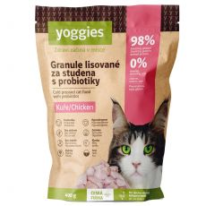 Yoggies Granule pre mačky s kuracím mäsom, lisované za studena s probiotikami
