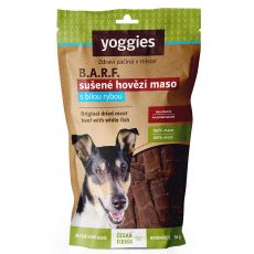 Sušené hovädzie mäso s rybou pre psov Yoggies, (prúžky mäsa) vakuovo balené, 100% bez chémie