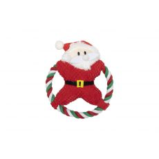 Hračka ťahadlo krúžok Santa Claus s pískadlom 20x20cm, pre psa