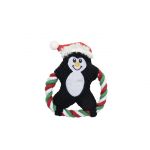 Hračka ťahadlo krúžok tučniak s pískadlom 20x20cm, pre psa