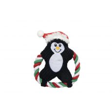 Hračka ťahadlo krúžok tučniak s pískadlom 20x20cm, pre psa