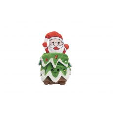 PLYŠOVÁ HRAČKA PRE PSOV SQUEAKIES Santa Claus na vianočnom stromčeku s pískadlom, Vianočný stromček: 10x10x24cm malý muž: 10x3x14cm"