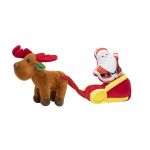 PLYŠOVÁ HRAČKA PRE PSOV SQUEAKIES Sob so Santovími saňami s pískadlom 21x18x11cm