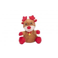 PLYŠOVÁ HRAČKA PRE PSOV SQUEAKIES Sobík s červeným nosom s pískadlom, 16x13x20cm