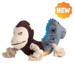 UNIQ PETS PLYŠOVÁ HRAČKA PRE PSOV SQUEAKIES opica a dinosaurus s pišťalkou 29x12x13cm