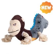 UNIQ PETS PLYŠOVÁ HRAČKA PRE PSOV SQUEAKIES opica a dinosaurus s pišťalkou 29x12x13cm