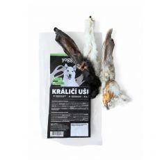 4ks Yoggies Sušené žuvacie maškrty - Králičie uši so srsťou