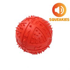 HRAČKA PRE PSOV REGULAR SQUEAKIES gumená loptička s hrotmi, pískacia, červená 9 cm
