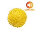 HRAČKA PRE PSOV REGULAR SQUEAKIES gumená loptička s hrotmi, pískacia, žltá 9 cm