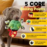Plyšová hračka pre psov UNIQ PETS SNIFFIES – ospalá žaba s pískatkom (24 x 13,5 x 12 cm)
