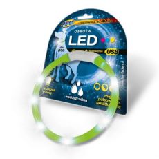 Silikónový LED obojok pre psov HILTON, 1,4 × 0,8 cm × 40 cm, zelený, s USB nabíjaním
