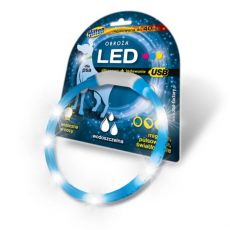 Silikónový LED obojok pre psov HILTON, 1,4 × 0,8 cm × 55 cm, modrý, s USB nabíjaním