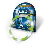 Silikónový LED obojok pre psov HILTON, 1,4 × 0,8 cm × 55 cm, zelený, s USB nabíjaním